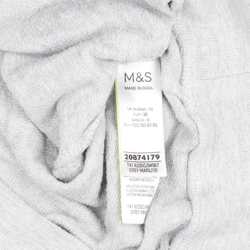 Marks and Spencer Peanuts Women Grey Marl Size 10 Crew Neck Sweatshirt