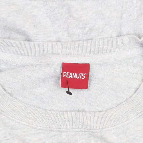 Marks and Spencer Peanuts Women Grey Marl Size 10 Crew Neck Sweatshirt