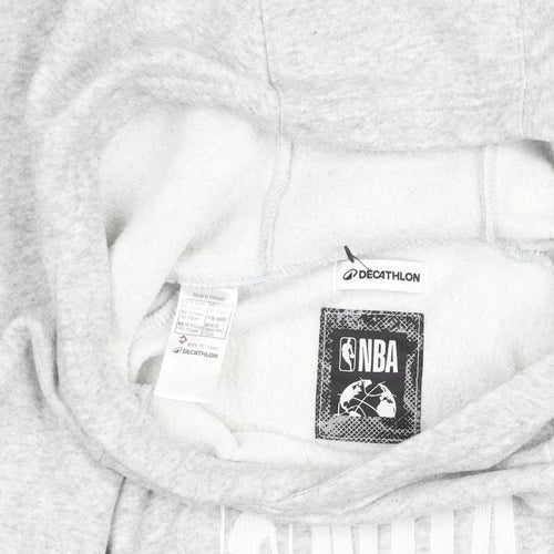 Decathlon Boys Grey NBA Pullover Hoodie - Cotton Blend, Size 10 Years