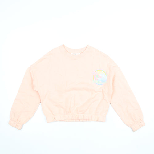 Marks and Spencer Girls Pink Graphic Pullover Sweatshirt 9-10 Years