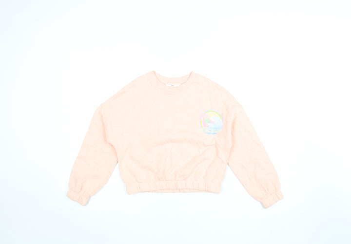 Marks and Spencer Girls Pink Graphic Pullover Sweatshirt 9-10 Years