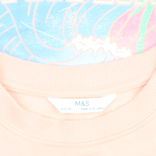 Marks and Spencer Girls Pink Graphic Pullover Sweatshirt 9-10 Years