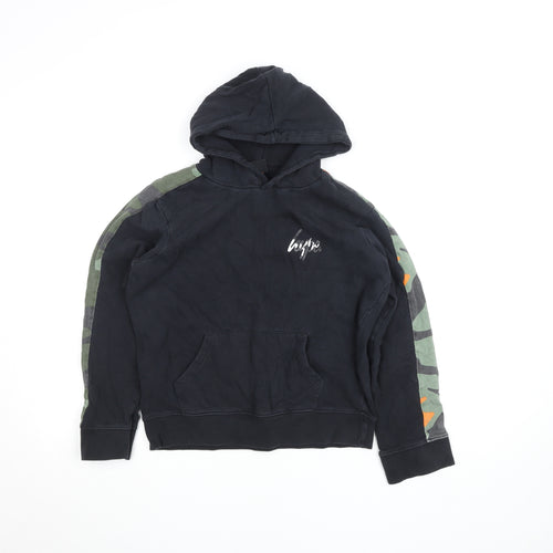 Hype Girls Black Camo Sleeve Hoodie 13 Years Pullover Sweatshirt