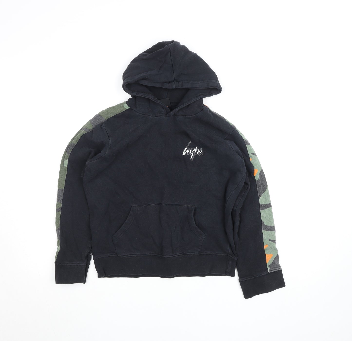 Hype Girls Black Camo Sleeve Hoodie 13 Years Pullover Sweatshirt
