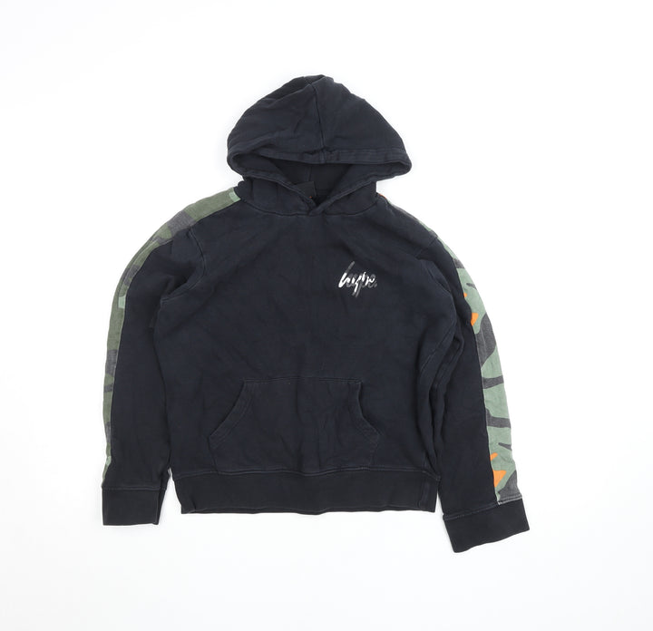 Hype Girls Black Camo Sleeve Hoodie 13 Years Pullover Sweatshirt