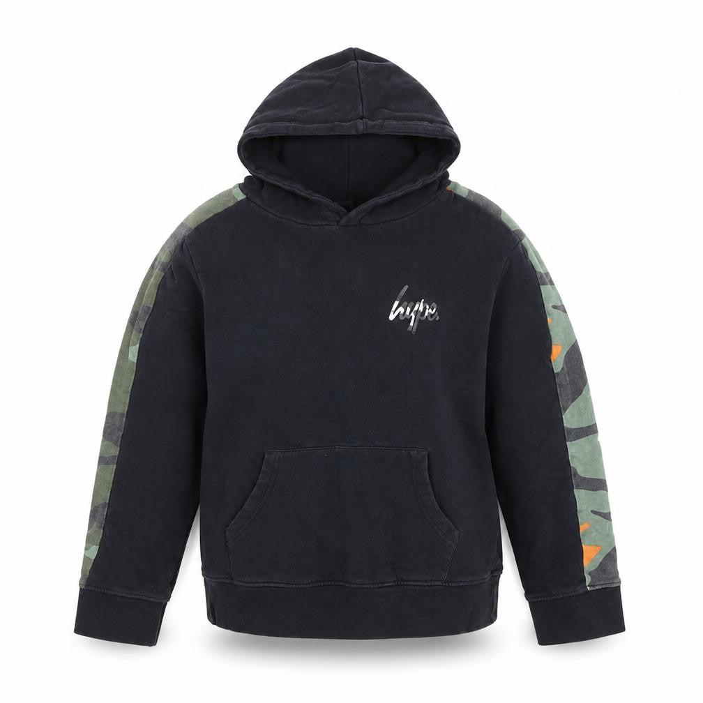 Hype Girls Black Camo Sleeve Hoodie 13 Years Pullover Sweatshirt