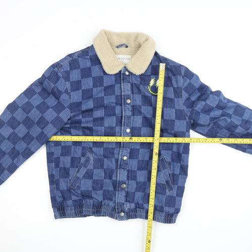Monsoon Girls Blue Check Sherpa Lined Bomber Jacket 12-13 Years