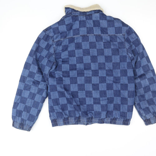 Monsoon Girls Blue Check Sherpa Lined Bomber Jacket 12-13 Years