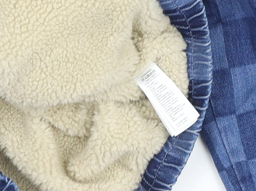 Monsoon Girls Blue Check Sherpa Lined Bomber Jacket 12-13 Years