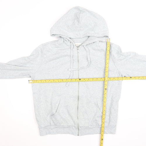 H&M Women Light Grey Full Zip Hoodie Size L Cotton Blend Casual