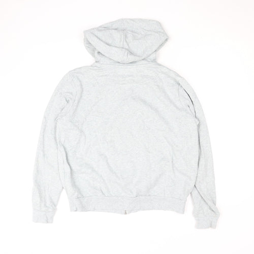 H&M Women Light Grey Full Zip Hoodie Size L Cotton Blend Casual