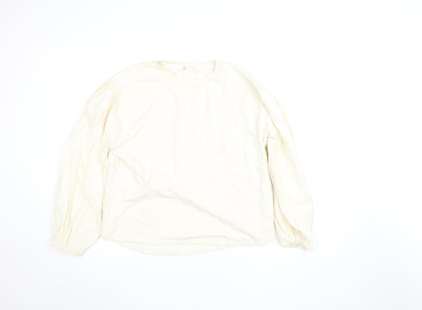 Zara Home Women Ivory Cotton Pullover Sweatshirt M Relaxed Fit
