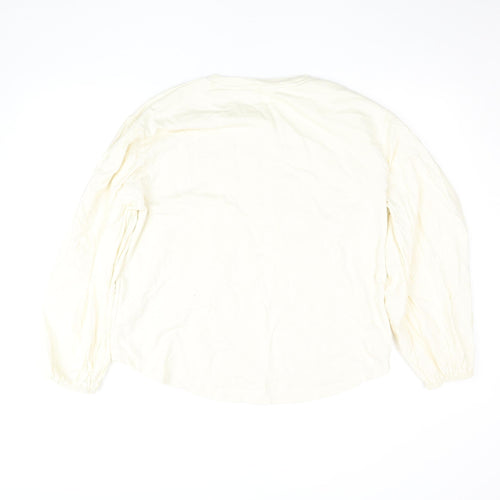 Zara Home Women Ivory Cotton Pullover Sweatshirt M Relaxed Fit
