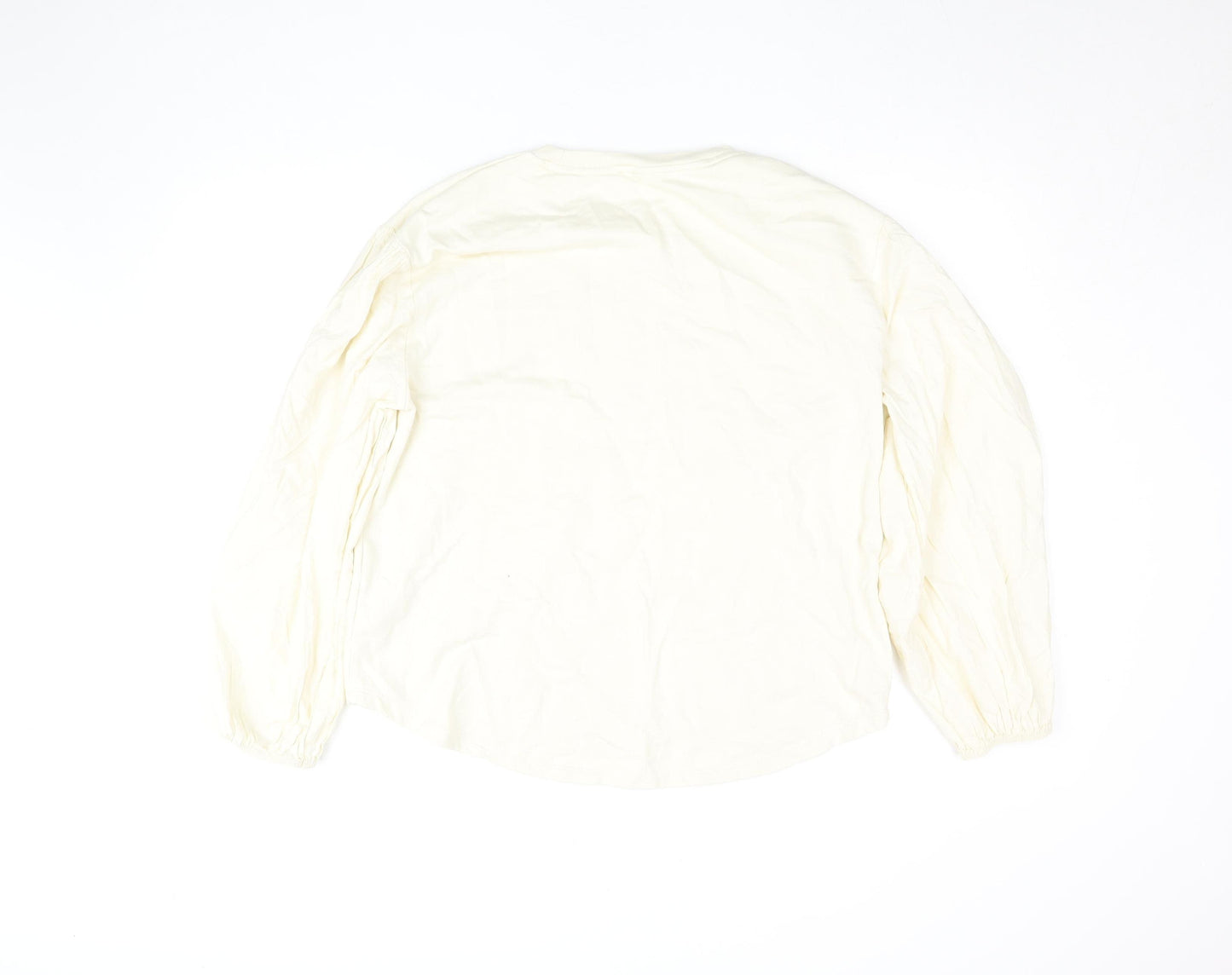 Zara Home Women Ivory Cotton Pullover Sweatshirt M Relaxed Fit