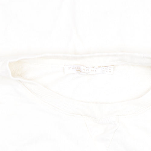 Zara Home Women Ivory Cotton Pullover Sweatshirt M Relaxed Fit