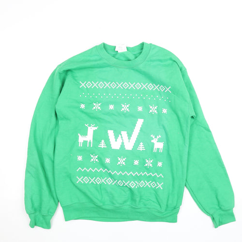 Gildan Women’s Green Christmas Crew Neck Pullover Jumper Size S