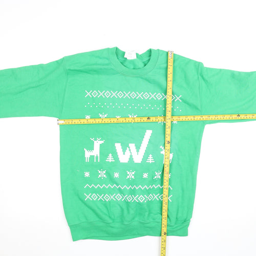 Gildan Women’s Green Christmas Crew Neck Pullover Jumper Size S
