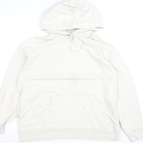 Uniqlo Women Beige Pullover Hoodie M Cotton Casual Sweatshirt