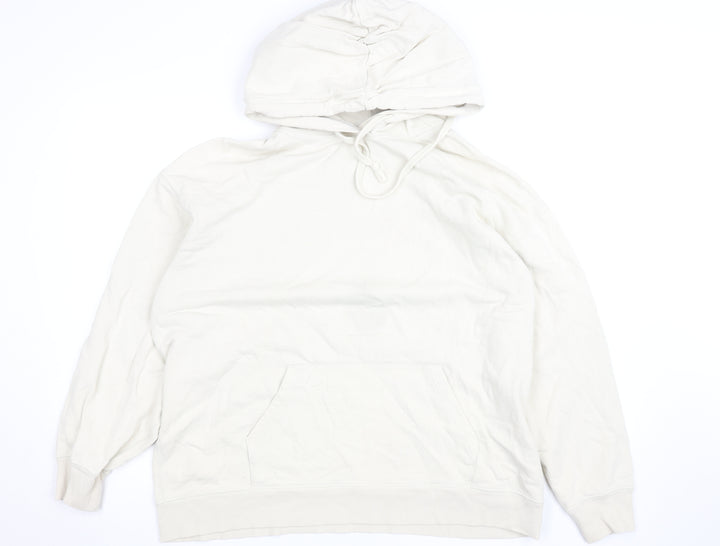 Uniqlo Women Beige Pullover Hoodie M Cotton Casual Sweatshirt