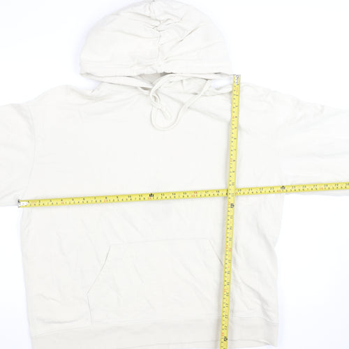 Uniqlo Women Beige Pullover Hoodie M Cotton Casual Sweatshirt