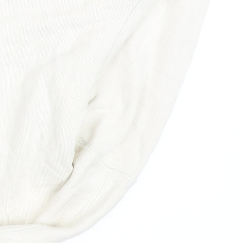 Uniqlo Women Beige Pullover Hoodie M Cotton Casual Sweatshirt