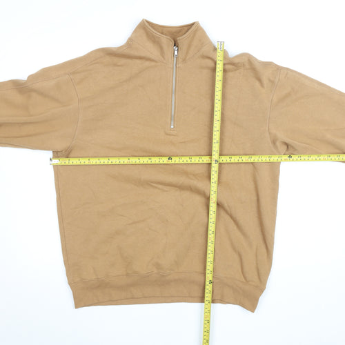 H&M Men’s Beige Relaxed Fit 1/2 Zip Fleece Sweatshirt M