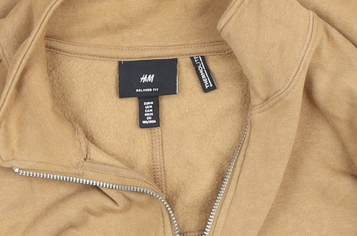H&M Men’s Beige Relaxed Fit 1/2 Zip Fleece Sweatshirt M