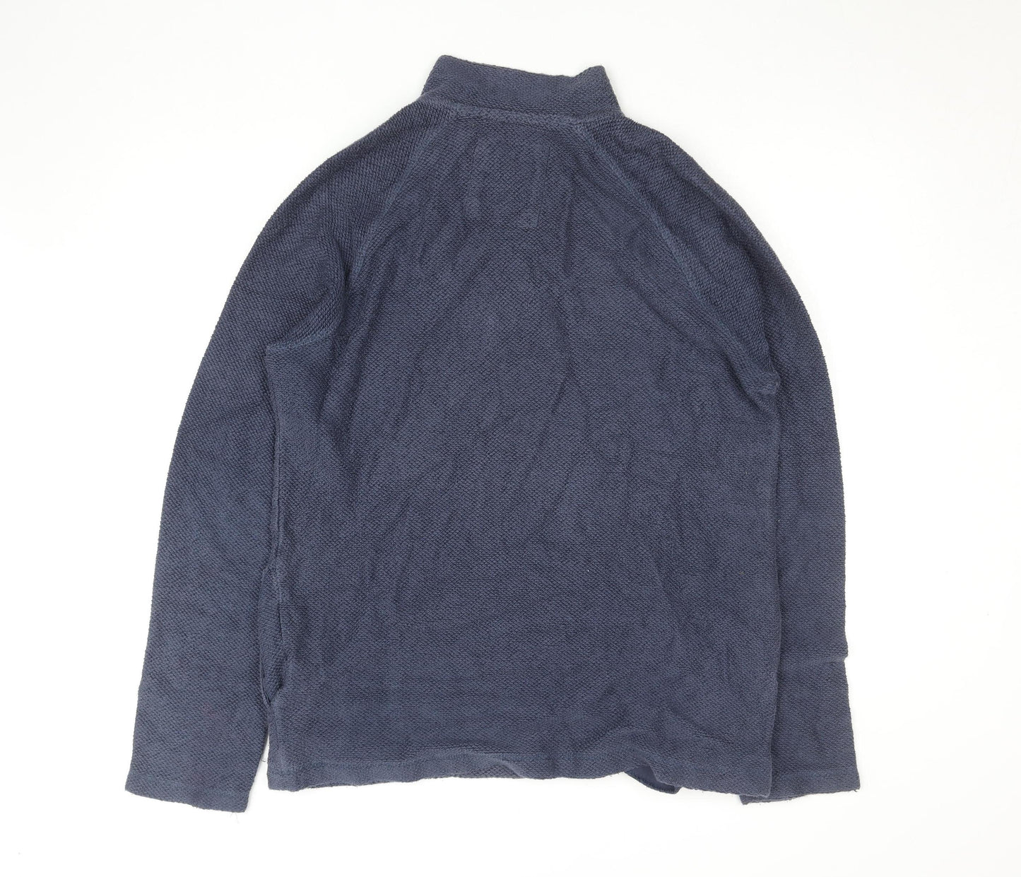 Weird Fish Men's Blue 1/4 Zip Waffle Knit Jumper Medium