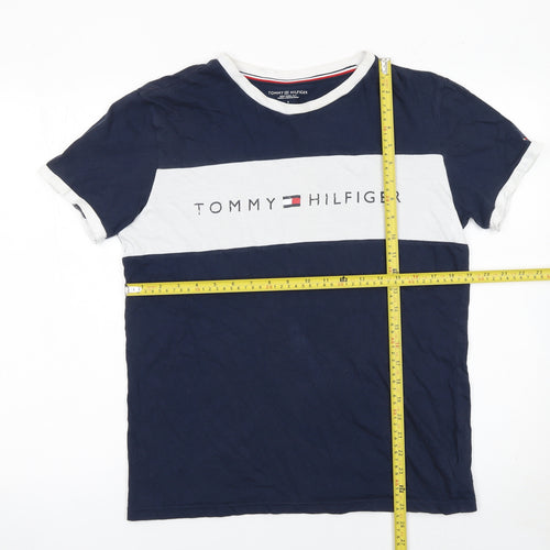 Tommy Hilfiger Men's Blue Colourblock Logo T-Shirt Size S