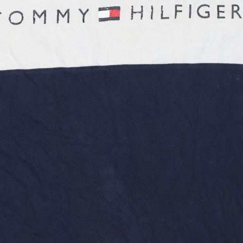 Tommy Hilfiger Men's Blue Colourblock Logo T-Shirt Size S