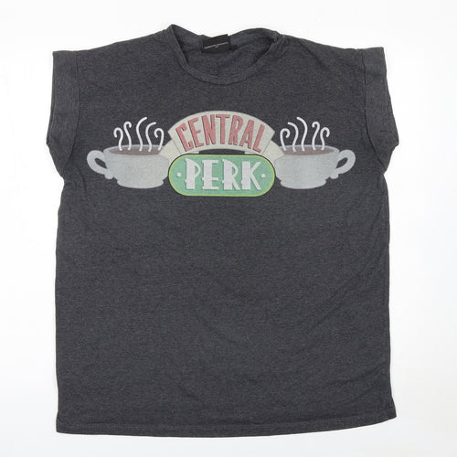 Friends Central Perk Grey T-Shirt Women Size 16 Graphic Casual Top