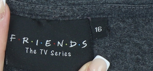 Friends Central Perk Grey T-Shirt Women Size 16 Graphic Casual Top