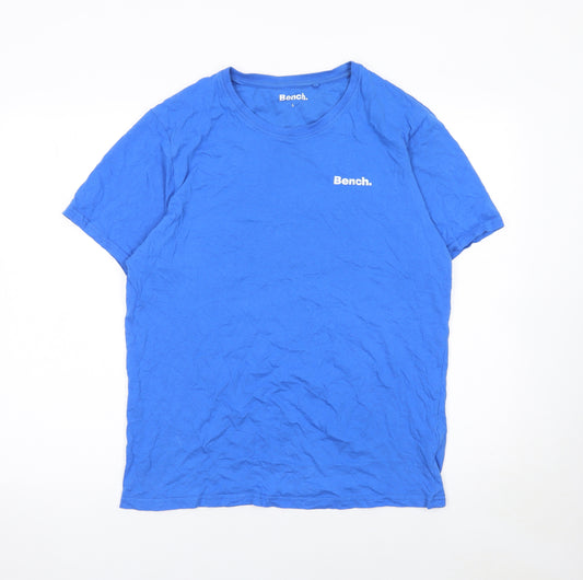 Bench Men Blue L Crew Neck Cotton Short Sleeve T-Shirt