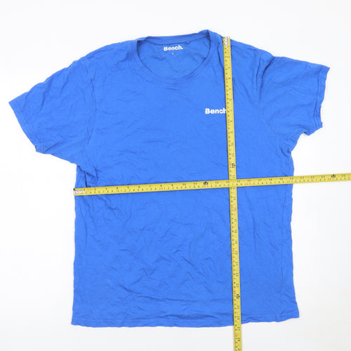 Bench Men Blue L Crew Neck Cotton Short Sleeve T-Shirt