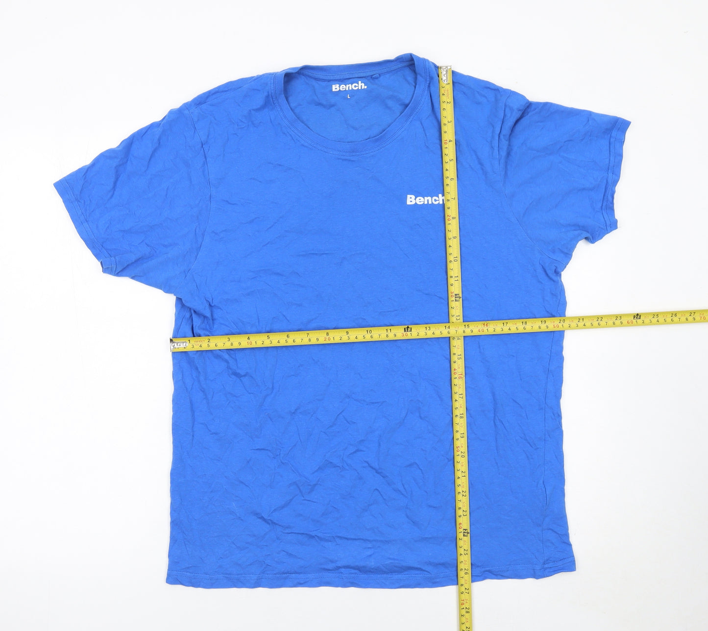 Bench Men Blue L Crew Neck Cotton Short Sleeve T-Shirt