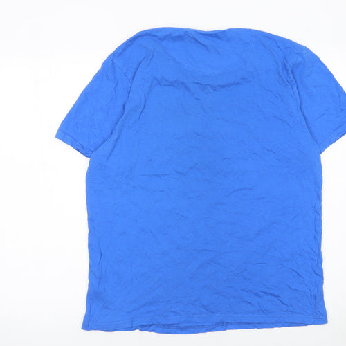 Bench Men Blue L Crew Neck Cotton Short Sleeve T-Shirt