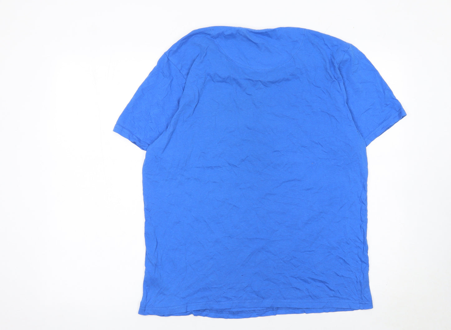 Bench Men Blue L Crew Neck Cotton Short Sleeve T-Shirt
