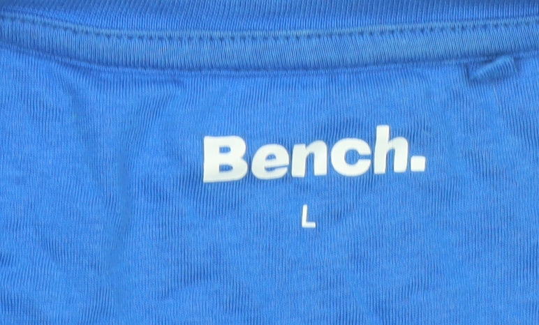Bench Men Blue L Crew Neck Cotton Short Sleeve T-Shirt