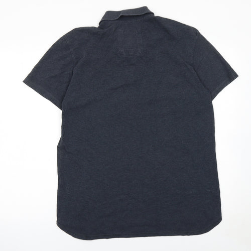 G-Star RAW Men's Blue Cotton Polo Shirt Size L Short Sleeve Logo