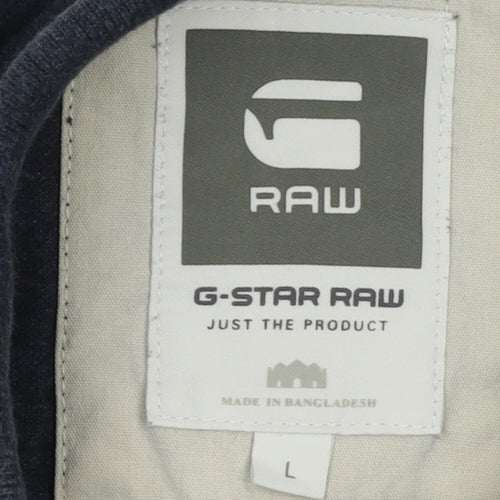 G-Star RAW Men's Blue Cotton Polo Shirt Size L Short Sleeve Logo