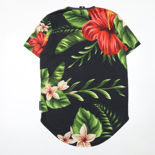 Criminal Damage Men's Multicoloured Floral Tropical Crew Neck T-Shirt L
