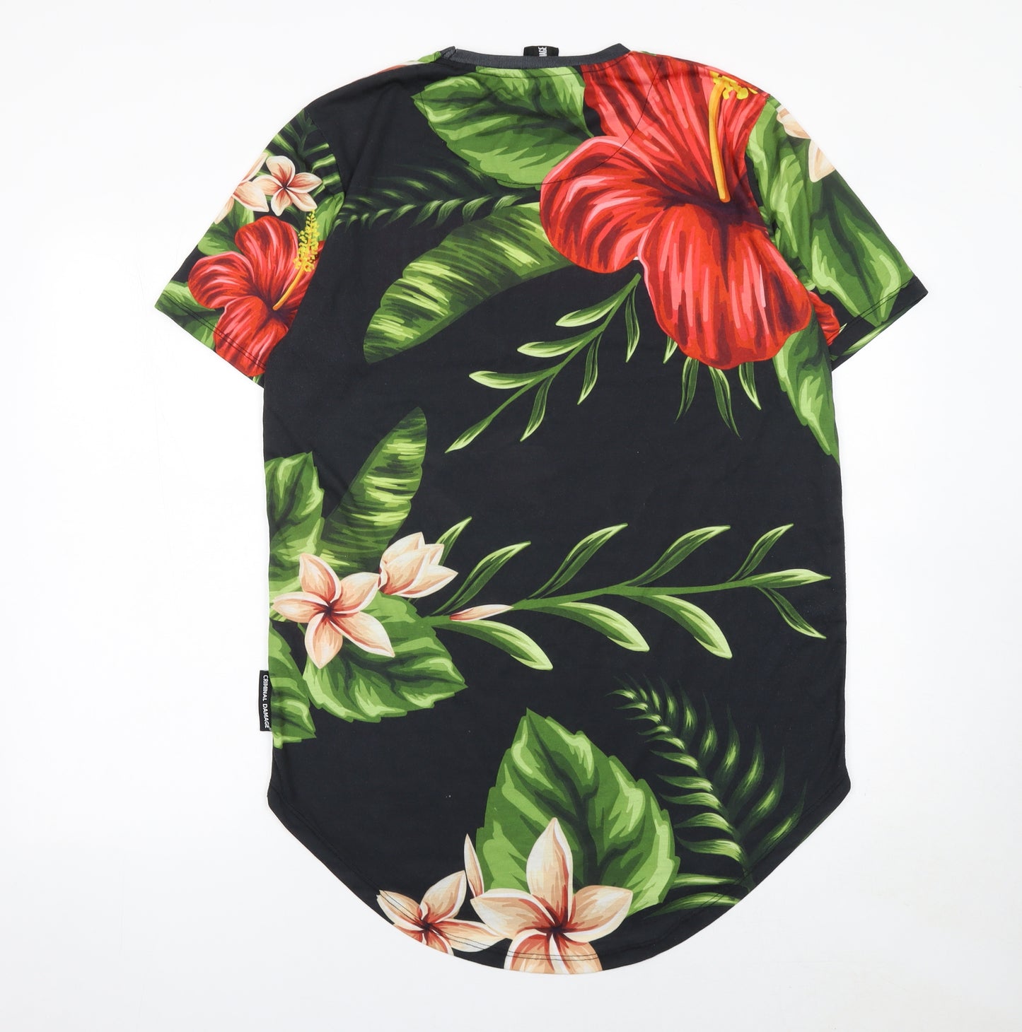Criminal Damage Men's Multicoloured Floral Tropical Crew Neck T-Shirt L