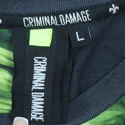 Criminal Damage Men's Multicoloured Floral Tropical Crew Neck T-Shirt L