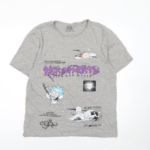 Rick and Morty Adult Swim Grey Graphic T-Shirt Men’s Medium