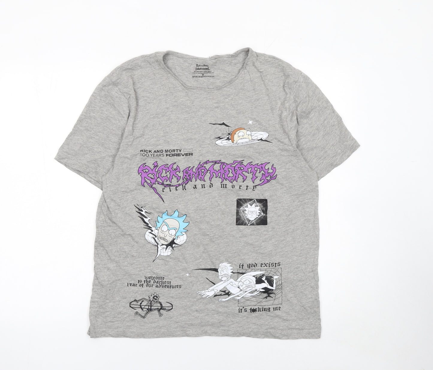 Rick and Morty Adult Swim Grey Graphic T-Shirt Men’s Medium
