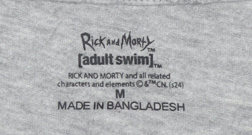 Rick and Morty Adult Swim Grey Graphic T-Shirt Men’s Medium