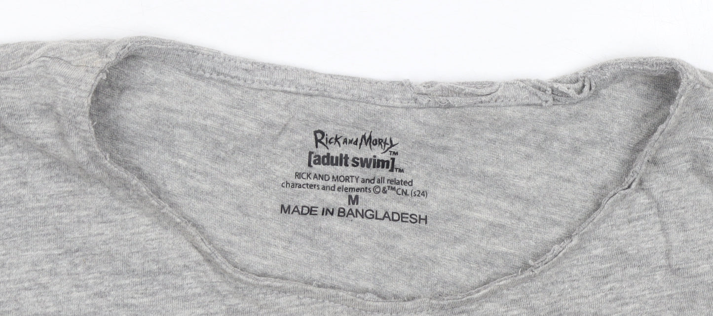 Rick and Morty Adult Swim Grey Graphic T-Shirt Men’s Medium