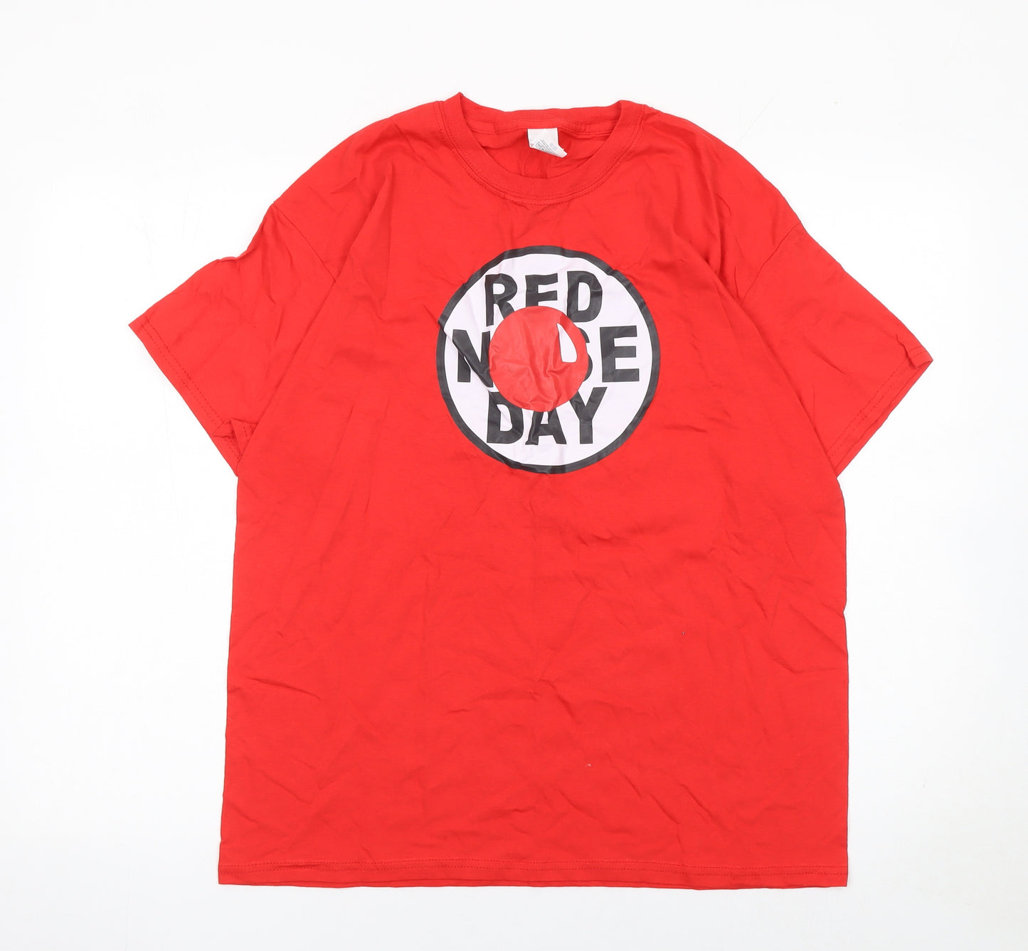 Fruit of the Loom Men's Red Nose Day Red Cotton T-Shirt Size L