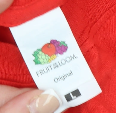 Fruit of the Loom Men's Red Nose Day Red Cotton T-Shirt Size L