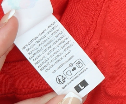 Fruit of the Loom Men's Red Nose Day Red Cotton T-Shirt Size L